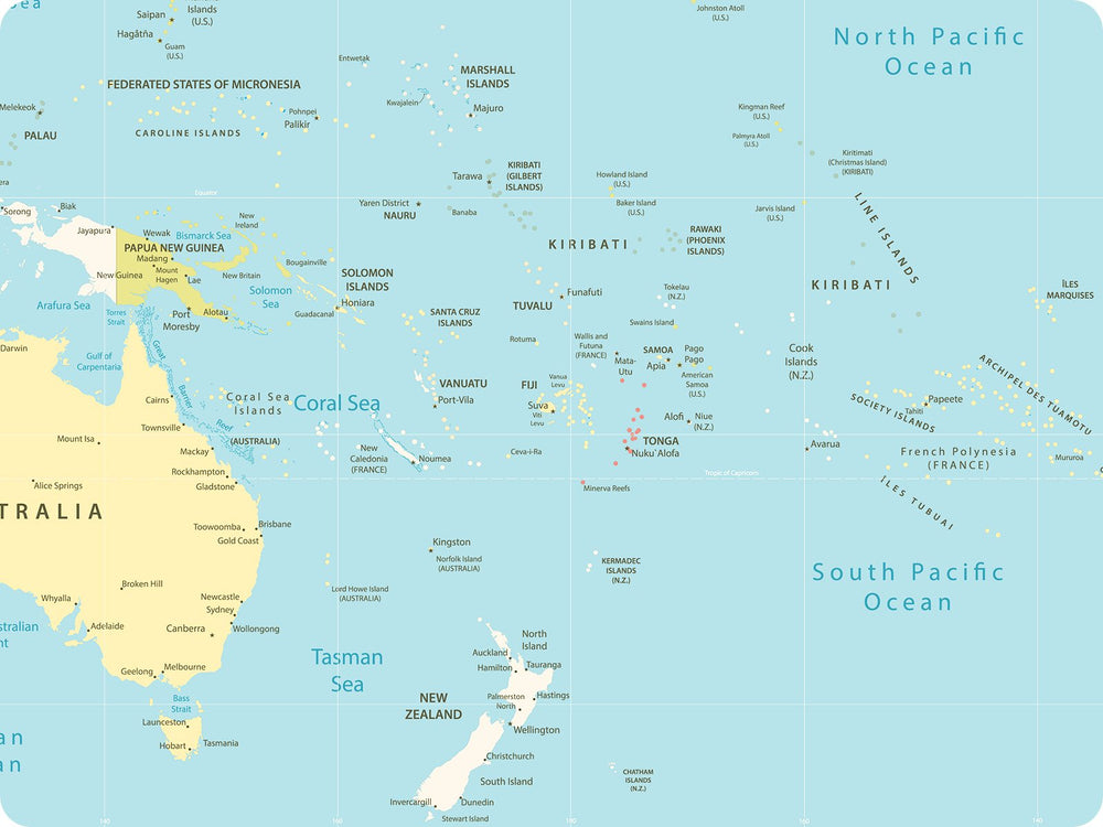 Oceania Image Map - Oceania is a geographic region that includes Australasia, Melanesia, Micronesia and Polynesia.