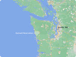 A map of the Washington state coastline and Puget Sound, showing the proximity of Quinault Reservation to Seattle.